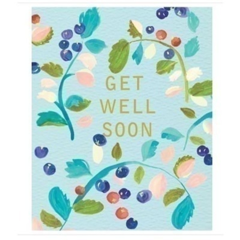 Get Well Soon Card by Liz and Pip Get Well Soon with flowers card by Liz and Pip. Vibrant card decorated with coloured flowers. Blank inside for your own message. 120x150mm